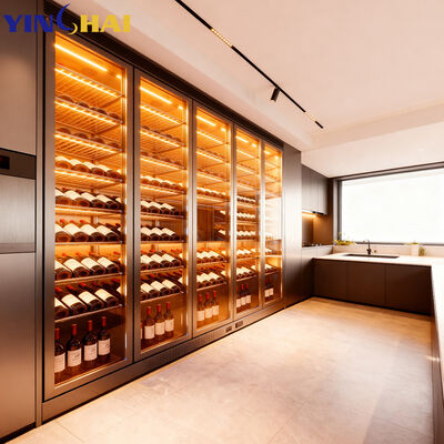 quality  Custom Stainless Steel Wine Cooler Cabinet  With Glass Doors Freestanding Storage Unit factory