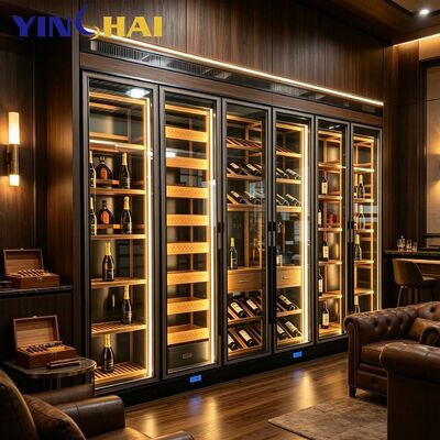 Quality  Stainless Steel Constant Temperature Wine Cabinet With Solid Wood LED Light  factory