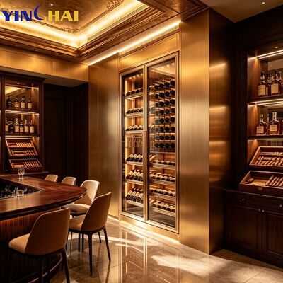 Quality  Custom  Constant Temperature Wine Cabinet With Ambient Lighting  Glass Door factory
