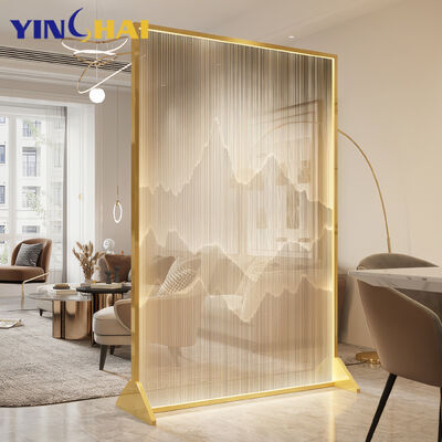 Art Theme Restaurant Room Divider with Movable LED Lights and Stainless Steel Engineering Project