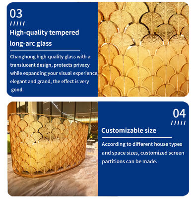 Aesthetic Theme High Gloss Glass Room Divider for Living Room Restaurant Partition Stainless Steel Engineering Project
