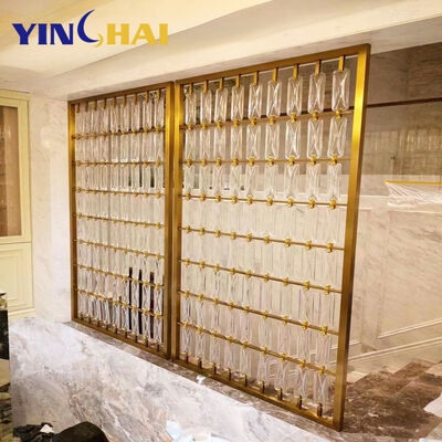 Modern Staircase Crystal Glass Room Divider Stainless Steel Gold Divider Metal Partitions for Foreign Customs and Culture