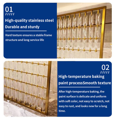 Modern Staircase Crystal Glass Room Divider Stainless Steel Gold Divider Metal Partitions for Foreign Customs and Culture