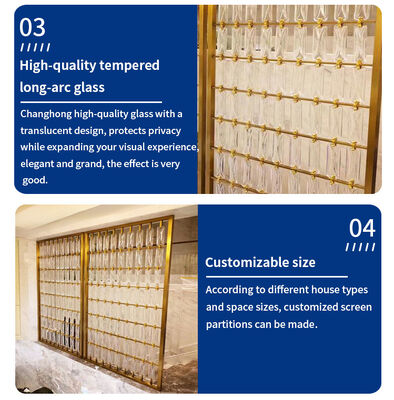 Modern Staircase Crystal Glass Room Divider Stainless Steel Gold Divider Metal Partitions for Foreign Customs and Culture