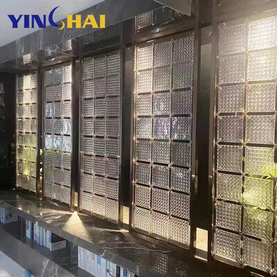 Modern Staircase Crystal Glass Room Divider Stainless Steel Gold Divider Metal Partitions for Foreign Customs and Culture