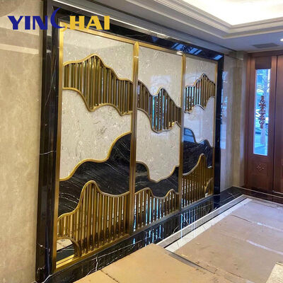 Modern Staircase Crystal Glass Room Divider Stainless Steel Gold Divider Metal Partitions for Foreign Customs and Culture