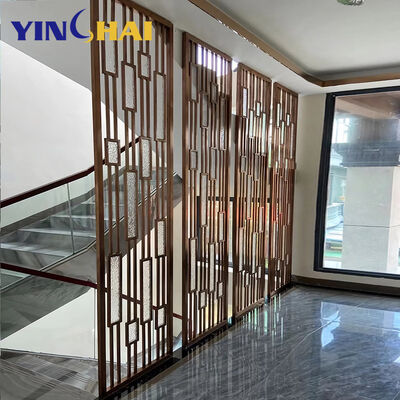 Modern Staircase Crystal Glass Room Divider Stainless Steel Gold Divider Metal Partitions for Foreign Customs and Culture