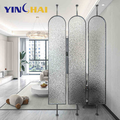 Disassembly Simple Modern Glass Room Divider Rotating Stainless Steel Swivel Room Dividers for Living Rooms Metal Wall Divider