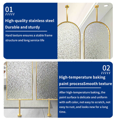 Disassembly Simple Modern Glass Room Divider Rotating Stainless Steel Swivel Room Dividers for Living Rooms Metal Wall Divider