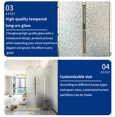 Disassembly Simple Modern Glass Room Divider Rotating Stainless Steel Swivel Room Dividers for Living Rooms Metal Wall Divider