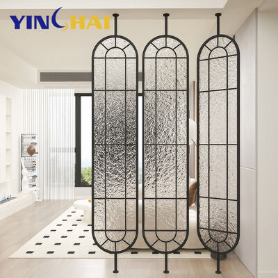 Disassembly Simple Modern Glass Room Divider Rotating Stainless Steel Swivel Room Dividers for Living Rooms Metal Wall Divider