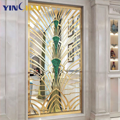 OEM/ODM service Luxury Gold Metal Corridor Room Divider Hotel Room Wall Frame Steel Divider Custom Partition Wall Divider Panel Gold