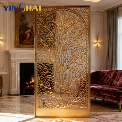 Modern Style Customized Design Gold Metal Room Divider for Living Room Decorations Separator Stainless Steel Metal Partition Screen Panel