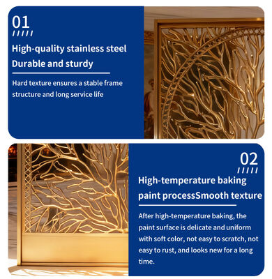 Modern Style Customized Design Gold Metal Room Divider for Living Room Decorations Separator Stainless Steel Metal Partition Screen Panel