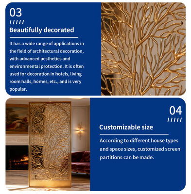 Modern Style Customized Design Gold Metal Room Divider for Living Room Decorations Separator Stainless Steel Metal Partition Screen Panel