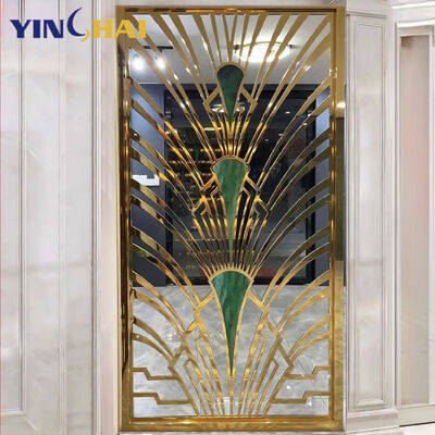 OEM/ODM service Luxury Gold Metal Corridor Room Divider Hotel Room Wall Frame Steel Divider Custom Partition Wall Divider Panel Gold