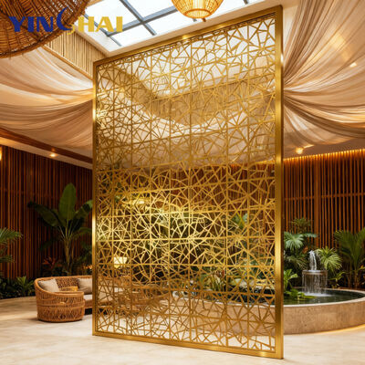 Modern Style Customized Design Gold Metal Room Divider for Living Room Decorations Separator Stainless Steel Metal Partition Screen Panel