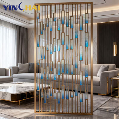 Modern Style Customized Design Gold Metal Room Divider for Living Room Decorations Separator Stainless Steel Metal Partition Screen Panel