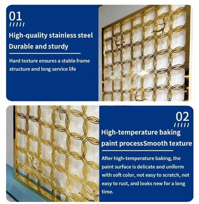 Stainless Room Cut Frame Divider Wall for Hotel Living Room Project Partitions Luxury Gold Metal Screen Room Divider