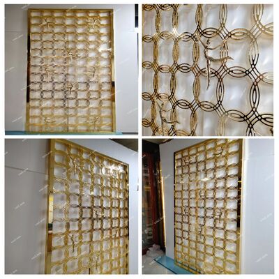 Stainless Room Cut Frame Divider Wall for Hotel Living Room Project Partitions Luxury Gold Metal Screen Room Divider
