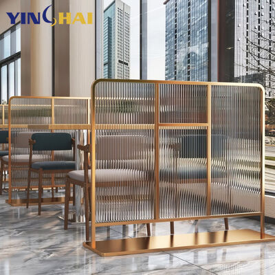 Gold Glass and Stainless Steel Metal Partition for Disassembly Function in Restaurant Hotel Living Room Divider Project