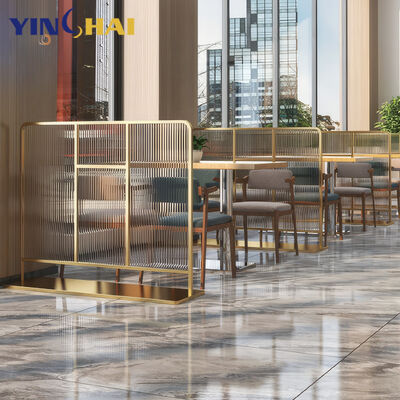 Gold Glass and Stainless Steel Metal Partition for Disassembly Function in Restaurant Hotel Living Room Divider Project