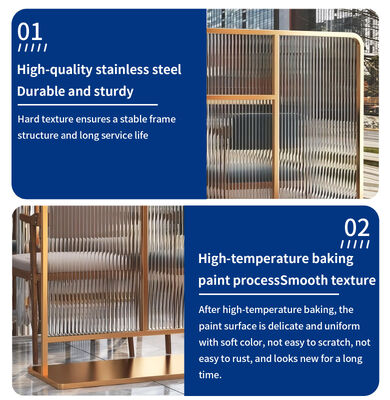 Gold Glass and Stainless Steel Metal Partition for Disassembly Function in Restaurant Hotel Living Room Divider Project