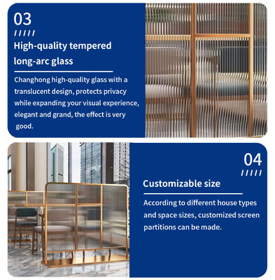 Gold Glass and Stainless Steel Metal Partition for Disassembly Function in Restaurant Hotel Living Room Divider Project