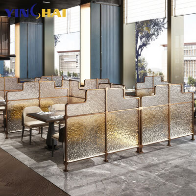 Gold Glass and Stainless Steel Metal Partition for Disassembly Function in Restaurant Hotel Living Room Divider Project