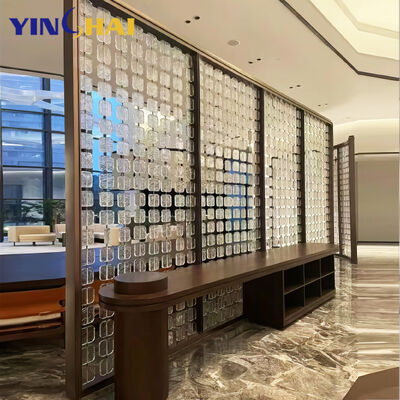 OEM Laser Cut Screen Floor to Ceiling Glass Room Divider Luxury Stainless Steel Gold Divider Wall Hotel Living Room Divider
