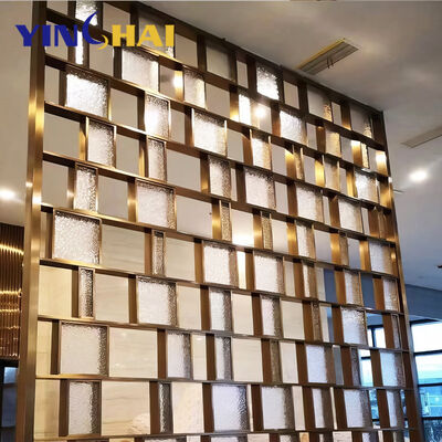 Brushed Surface Finished Stainless Steel Metal Gold Screen Partition Divider for Room Lobby Partition Design by OEM