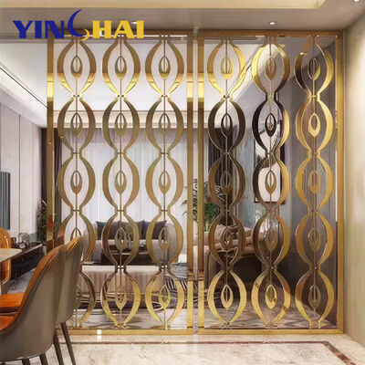 Customized Stainless Steel Gold Screens Room Dividers for Living Room Home Wall Partition Champagne Gold Art Theme