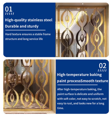 Customized Stainless Steel Gold Screens Room Dividers for Living Room Home Wall Partition Champagne Gold Art Theme