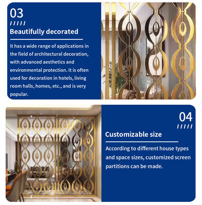Customized Stainless Steel Gold Screens Room Dividers for Living Room Home Wall Partition Champagne Gold Art Theme