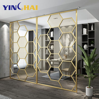 Customized Stainless Steel Gold Screens Room Dividers for Living Room Home Wall Partition Champagne Gold Art Theme