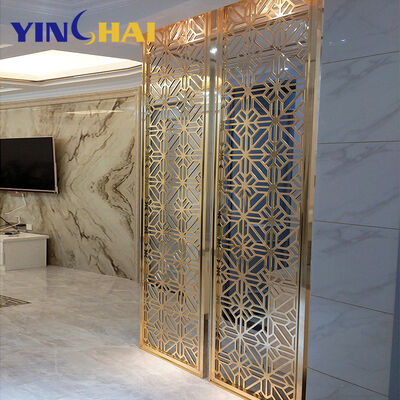 Customized Stainless Steel Gold Screens Room Dividers for Living Room Home Wall Partition Champagne Gold Art Theme