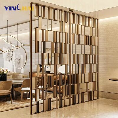 Customized Stainless Steel Gold Screens Room Dividers for Living Room Home Wall Partition Champagne Gold Art Theme