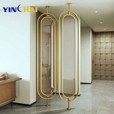 Stainless Steel Glass Indoor Living Room Restaurant Room Divider Screen Partition with 6 Fans and Customized Design