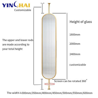 Stainless Steel Glass Indoor Living Room Restaurant Room Divider Screen Partition with 6 Fans and Customized Design