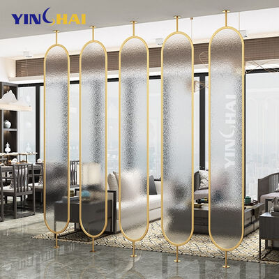 Customized Design Living Room Wall Divider 3D Wall Decor Panel Stainless Steel Screen Partition Glass with 3 Leaves