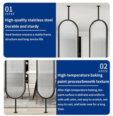 Customized Design Living Room Wall Divider 3D Wall Decor Panel Stainless Steel Screen Partition Glass with 3 Leaves