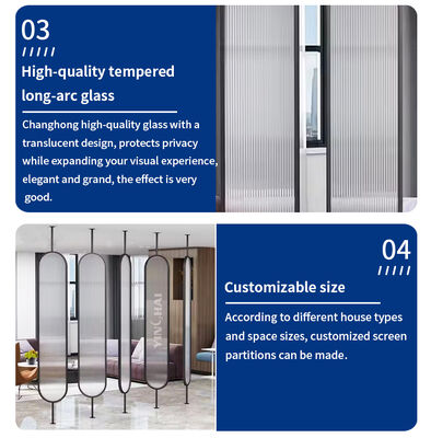 Customized Design Living Room Wall Divider 3D Wall Decor Panel Stainless Steel Screen Partition Glass with 3 Leaves