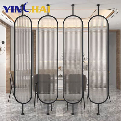Customized Design Living Room Wall Divider 3D Wall Decor Panel Stainless Steel Screen Partition Glass with 3 Leaves