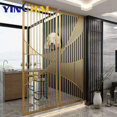 Christmas Special Laser Cutting Living Room Dividers Metal Wall Divider Stainless Steel Partitions Art Deco Salon Divider Gold