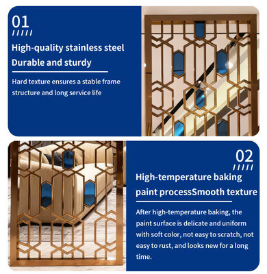 Restaurant Lobby Partition Design Project Gold Glass and Stainless Steel Partition for Customization Salon Room Dividers