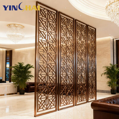 Restaurant Lobby Partition Design Project Gold Glass and Stainless Steel Partition for Customization Salon Room Dividers