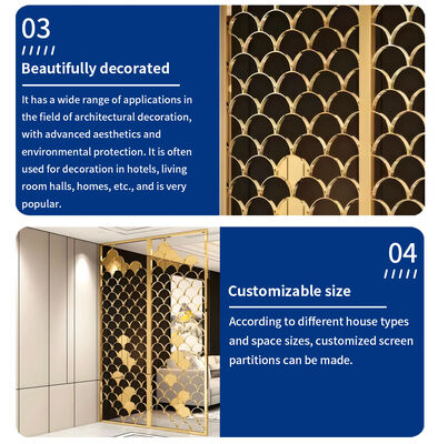 Fashionable Gold Metal Room Divider Long Lasting For Living Room Separation