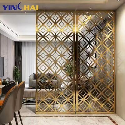 Fashionable Gold Metal Room Divider Long Lasting For Living Room Separation