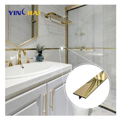 T Profile Stainless Steel Trim Strips 3.00mm Thickness Metal Tile Edging Trim Customized Shape