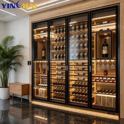 Factory Made Metal And Glass Door Bar Cabinet Restaurant Wine Display Cabinet